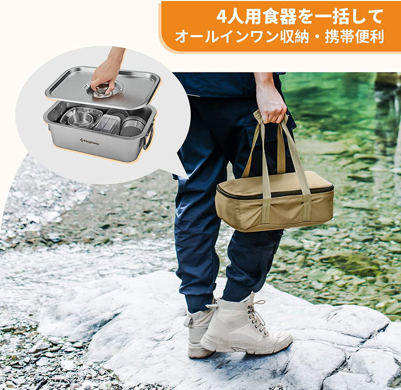 ギャラリービューアに画像をロードする, KingCamp ステンレス食器 4人用 32点セット