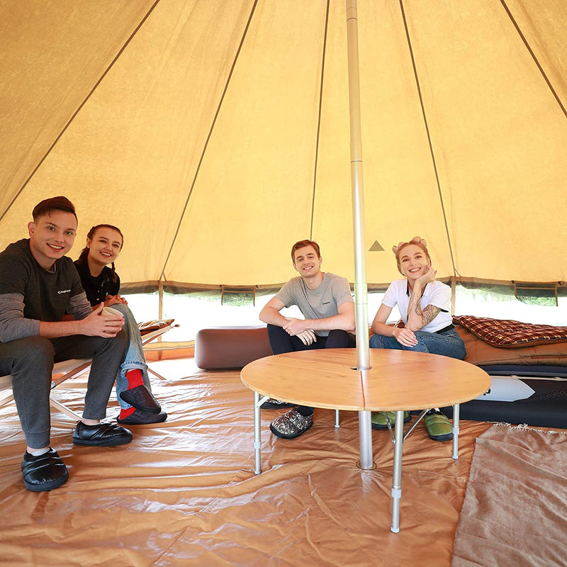 ギャラリービューアに画像をロードする, KingCamp アウトドア テーブル ワンポールテントテーブル 丸テーブル 高さ調整可能 3折 竹製