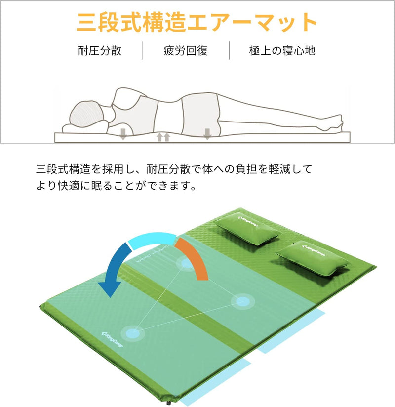 ギャラリービューアに画像をロードする, KingCamp 自動膨張 ダブル エアーマット