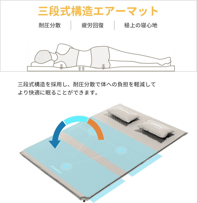 ギャラリービューアに画像をロードする, KingCamp 自動膨張 ダブル エアーマット