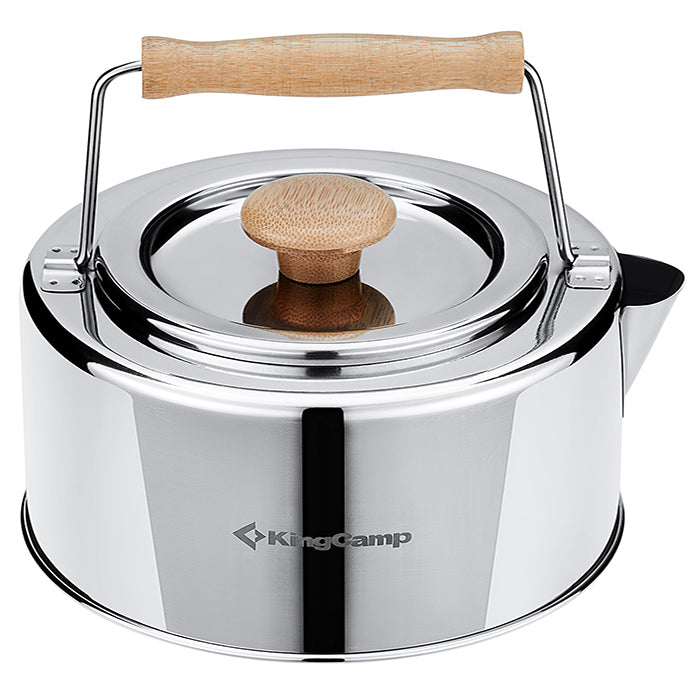 ギャラリービューアに画像をロードする, KingCamp 茶排水口と竹ハンドル付きのステンレス製ケトル