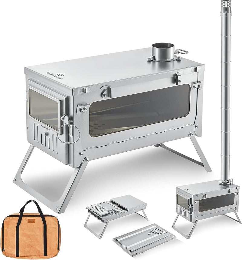 ギャラリービューアに画像をロードする, COOK'N'ESCAPE チタン折りたたみ軽量薪ストーブ 【2M煙突付き】