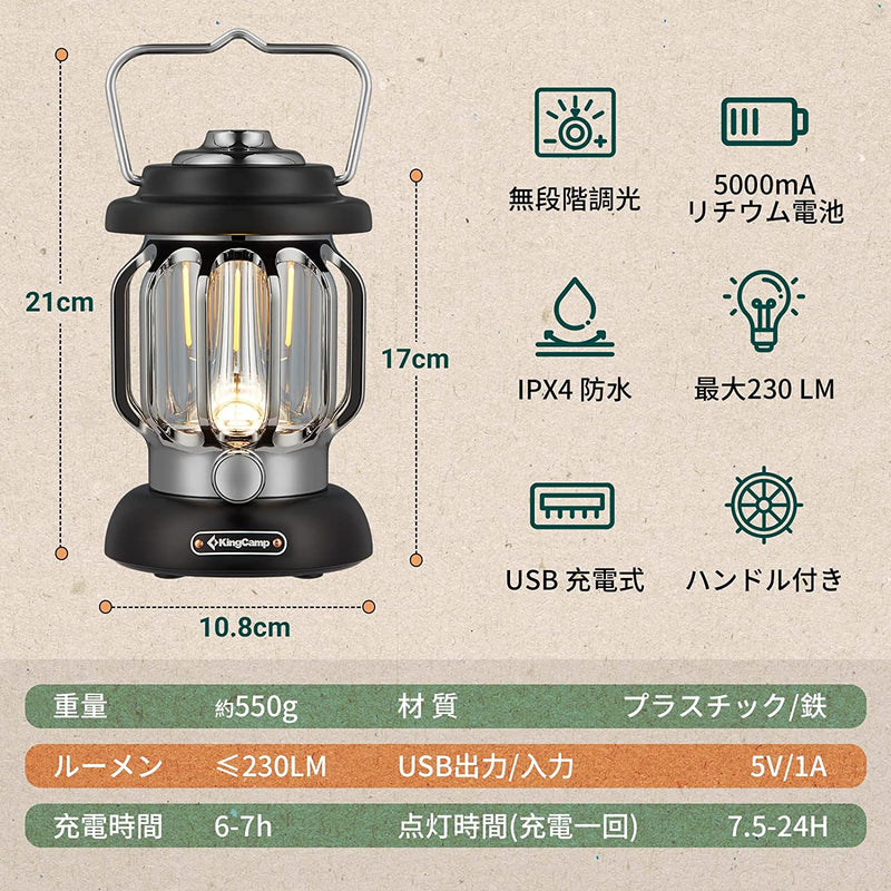 ギャラリービューアに画像をロードする, KingCamp ランタン 規格 黒い