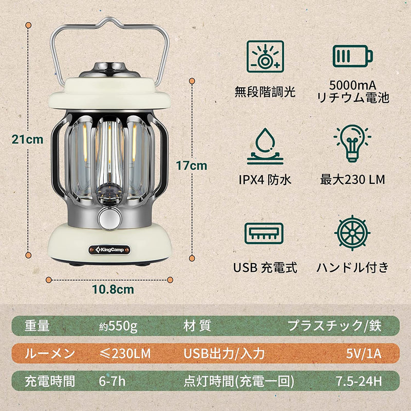 ギャラリービューアに画像をロードする, KingCamp ランタン 規格 白い