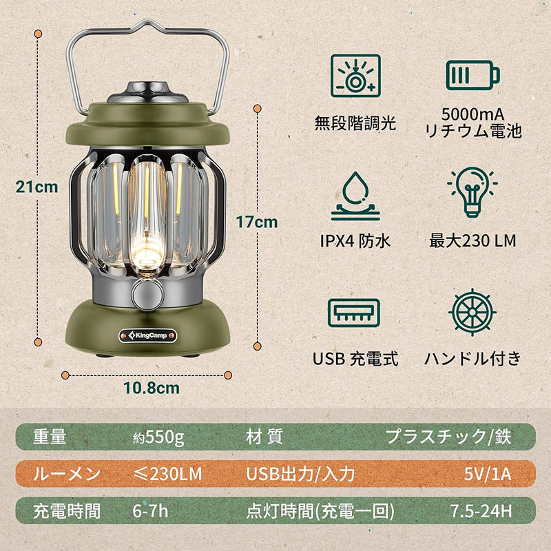 ギャラリービューアに画像をロードする, KingCamp ランタン 規格 グリーン