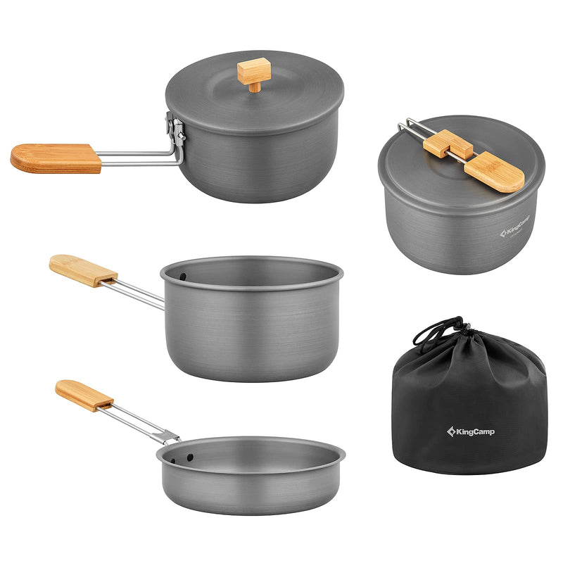 ギャラリービューアに画像をロードする, KingCamp 折りたたみ式竹柄硬質酸化アルミ鍋セット