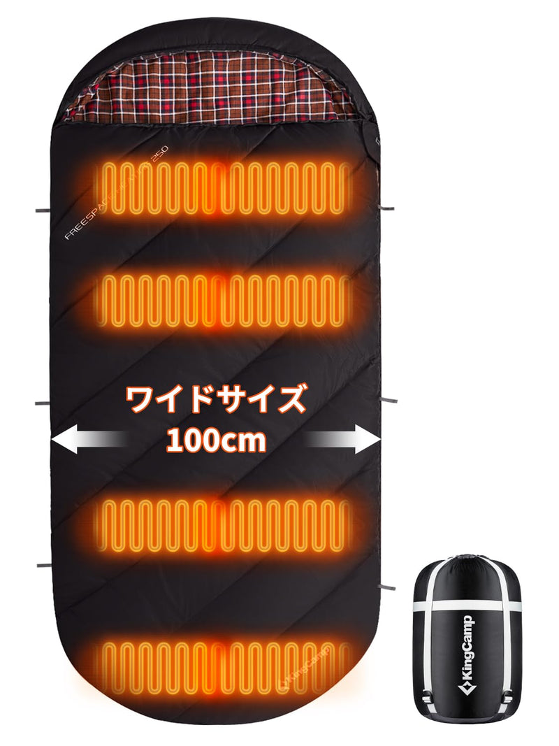 ギャラリービューアに画像をロードする, KingCamp キャンプ封筒型寝袋3段階温度調節ワイド大きいサイズ寝袋