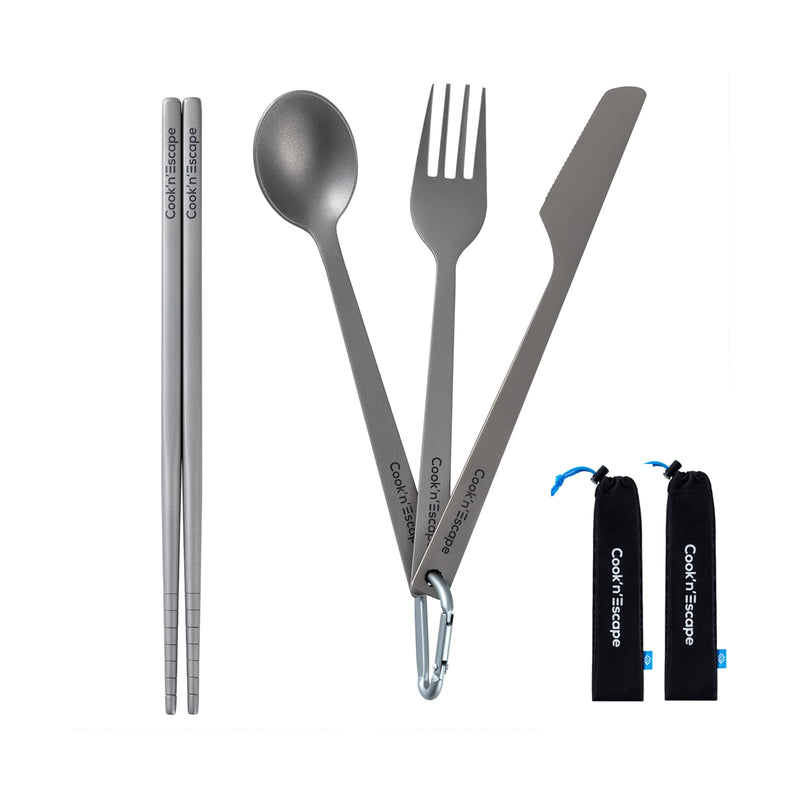 ギャラリービューアに画像をロードする, COOK'N'ESCAPE キャンプ用食器箸チタン製カトラリーセットアウトドア収納袋付