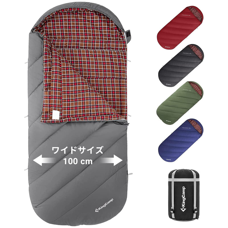 ギャラリービューアに画像をロードする, KingCamp 封筒型 寝袋 100%フランネル オールシーズン ワイド