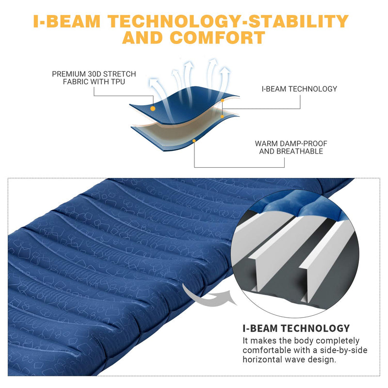 ギャラリービューアに画像をロードする, KingCamp 二人用エアーマットレス極厚軽量キャンピングスリーピングパッド