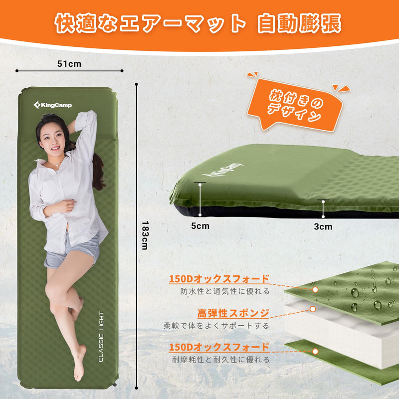 ギャラリービューアに画像をロードする, KingCamp シングル自動膨張式スリーピングマット