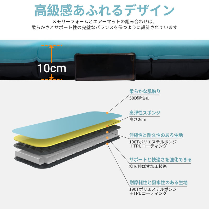 ギャラリービューアに画像をロードする, 【期間限定!特別割引40%OFFクーポンコード:KC40】KingCamp超軽量快適シングルクッションメモリーフォーム寝床マット