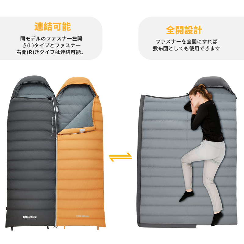 ギャラリービューアに画像をロードする, KingCamp 羽毛 寝袋 封筒型