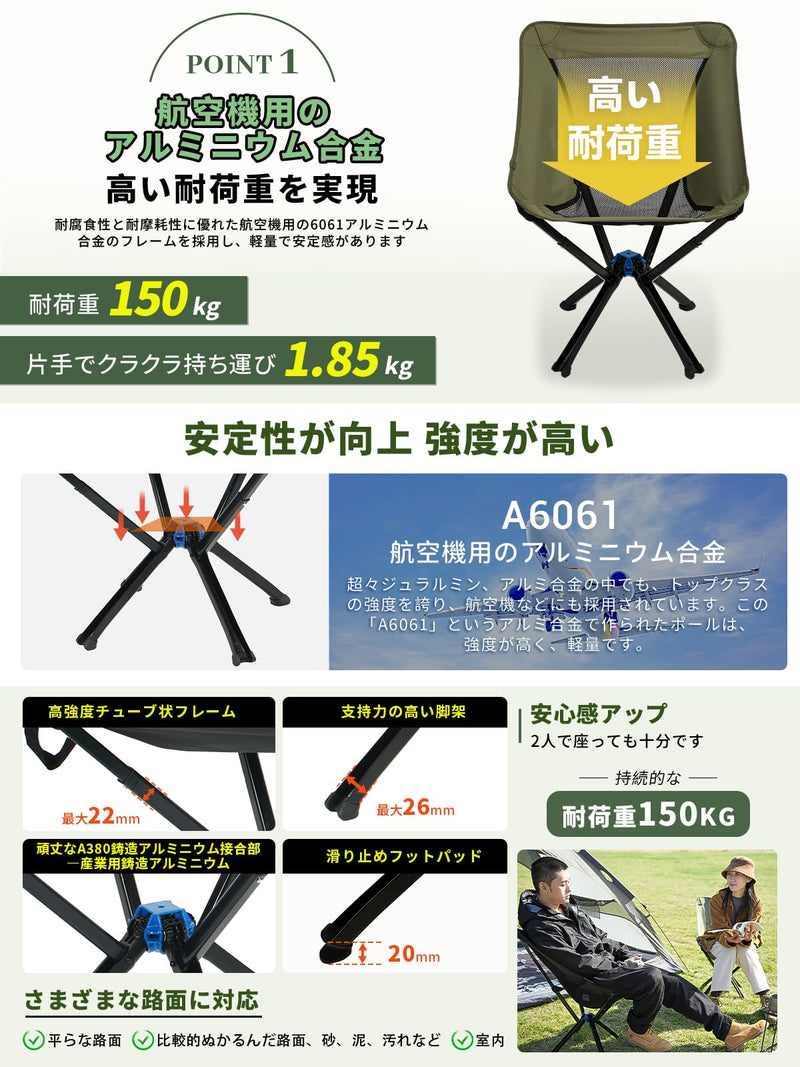 ギャラリービューアに画像をロードする, Fundango アウトドアチェアコンパクト折り畳み軽量ワンタッチキャンプ用 椅子