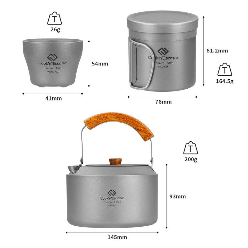 ギャラリービューアに画像をロードする, COOK'N'ESCAPE キャンプ用チタン製ケトル8点セット軽量