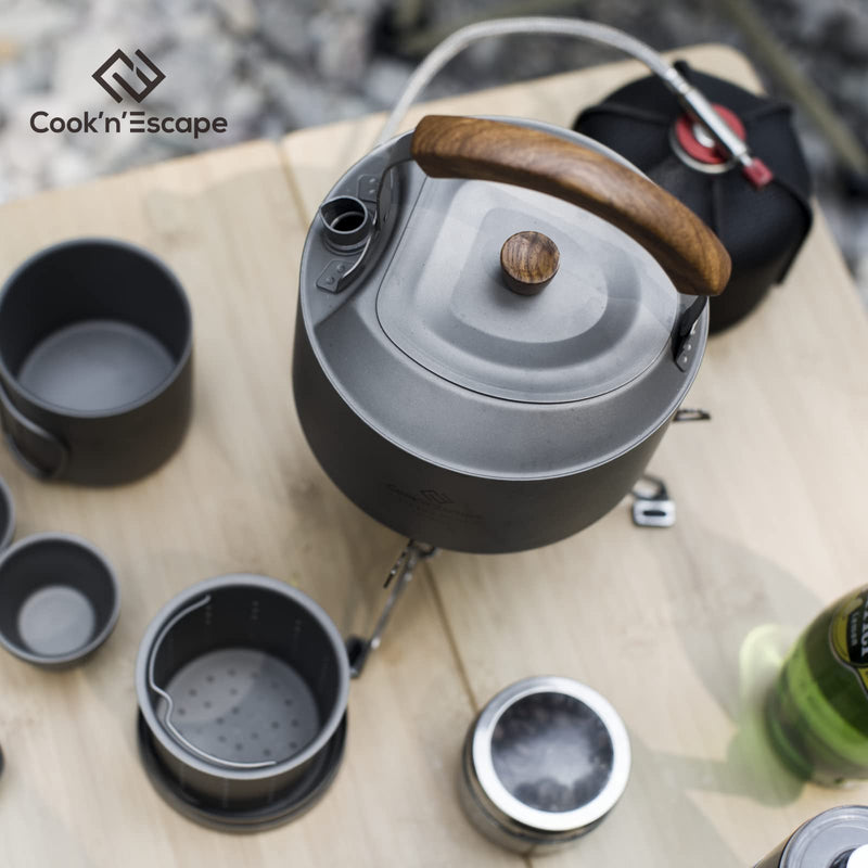 ギャラリービューアに画像をロードする, COOK'N'ESCAPE キャンプ用チタン製ケトル8点セット軽量