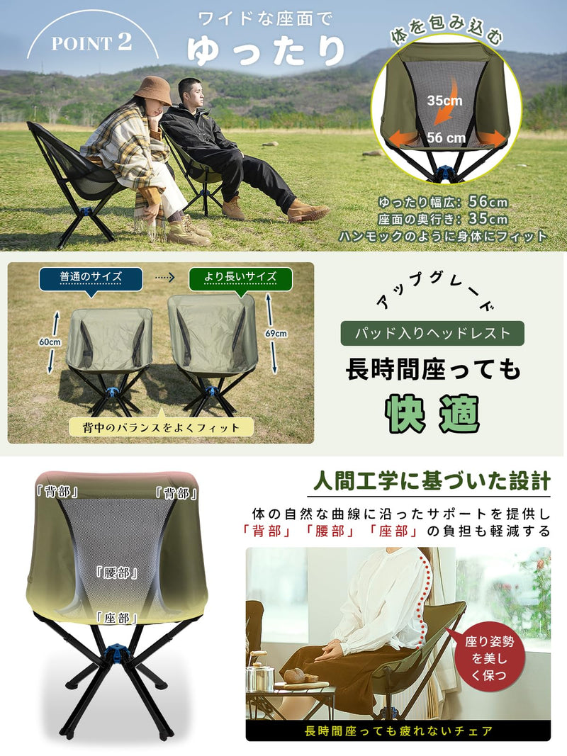ギャラリービューアに画像をロードする, Fundango アウトドアチェアコンパクト折り畳み軽量ワンタッチキャンプ用 椅子