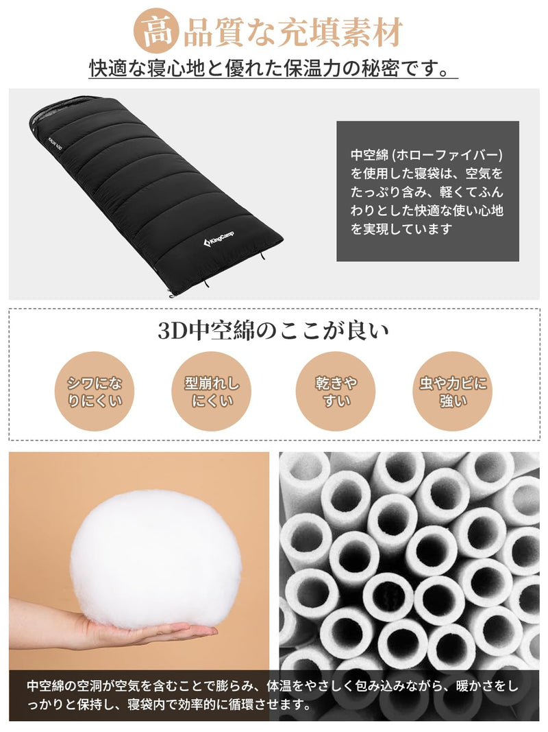 ギャラリービューアに画像をロードする, KingCamp 封筒型寝袋大人用シュラフ通気性暖かい寝袋オールシーズン