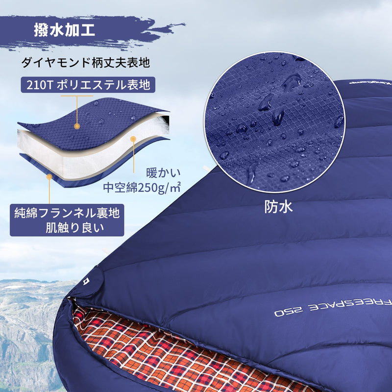 ギャラリービューアに画像をロードする, KingCamp 封筒型 寝袋 100%フランネル オールシーズン ワイド