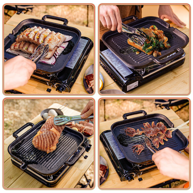 ギャラリービューアに画像をロードする, yETO キャンプグリルパン鉄鋳物魚焼きグリルプレート グラタン皿 32x30x2cm