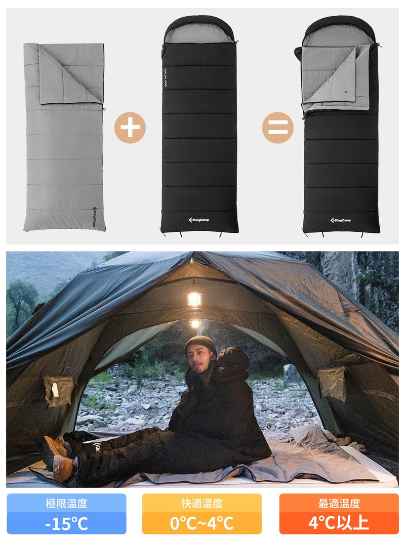 ギャラリービューアに画像をロードする, KingCamp 封筒型寝袋大人用シュラフ通気性暖かい寝袋オールシーズン