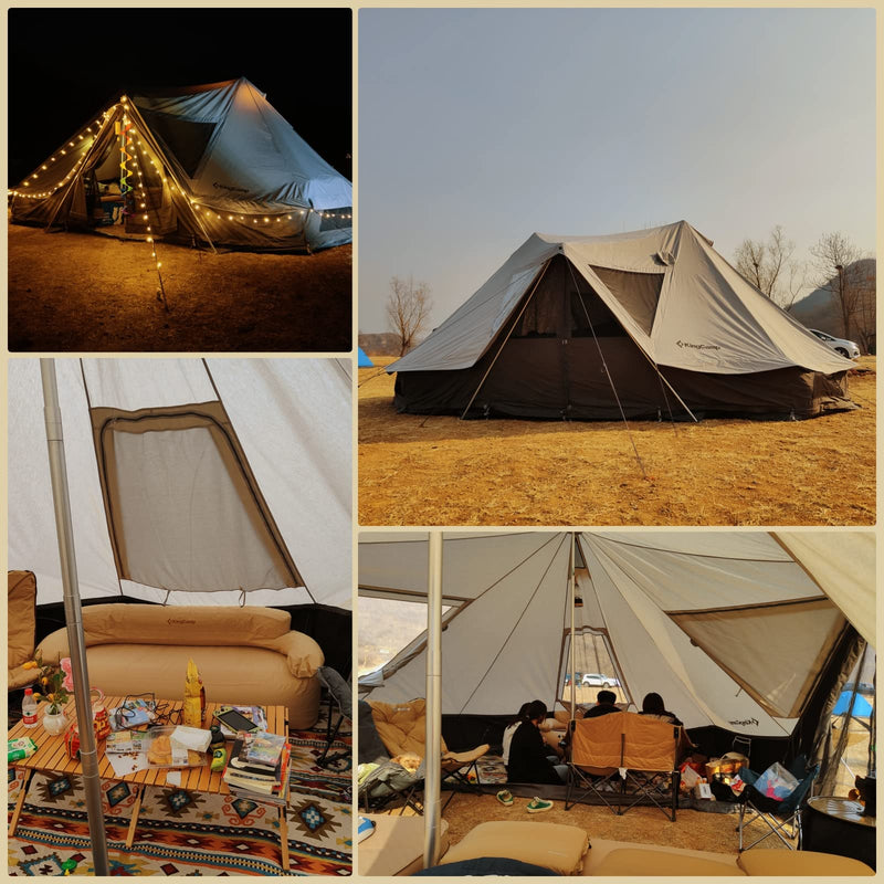 ギャラリービューアに画像をロードする, KingCamp 210gポリコットンワンポール大型ベルテント8~12人用四季適用キャンプホテルテント