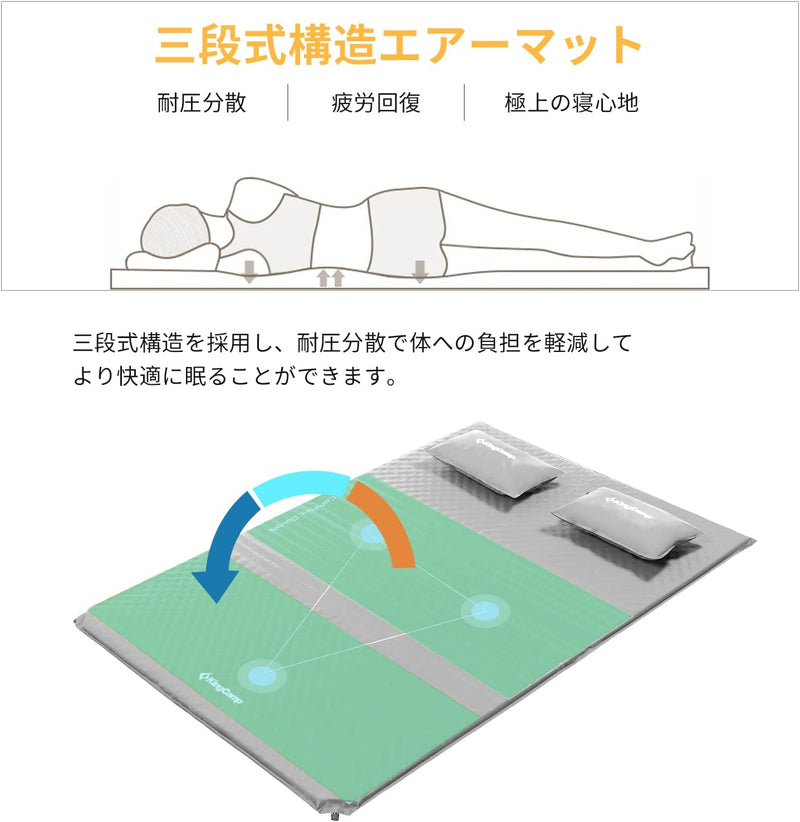 ギャラリービューアに画像をロードする, KingCamp 自動膨張 ダブル エアーマット
