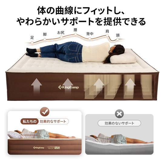 KingCamp キャンプ用ダブル超高アウトドアエアマットレスコット