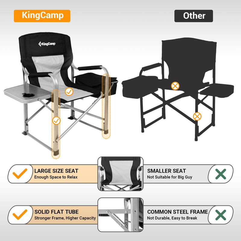 ギャラリービューアに画像をロードする, KingCamp 大柄な人向けの丈夫な監督用椅子チェア
