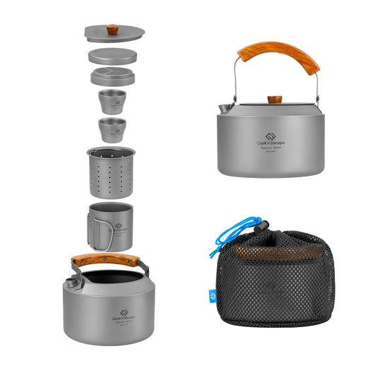 COOK'N'ESCAPE キャンプ用チタン製ケトル8点セット軽量