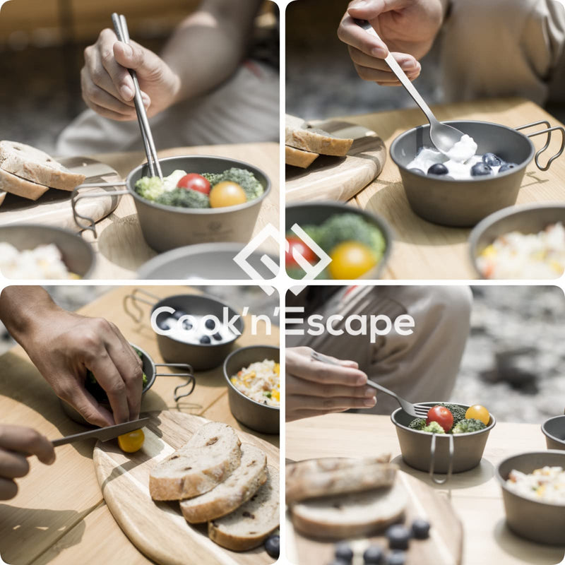 ギャラリービューアに画像をロードする, COOK&#39;N&#39;ESCAPE キャンプ用食器箸チタン製カトラリーセットアウトドア収納袋付
