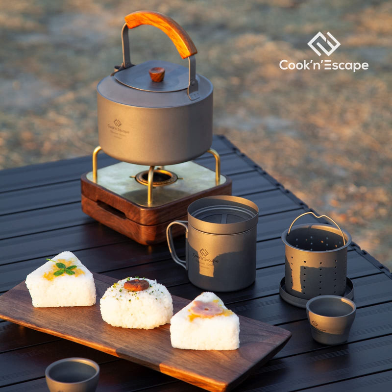 ギャラリービューアに画像をロードする, COOK&#39;N&#39;ESCAPE キャンプ用チタン製ケトル8点セット軽量
