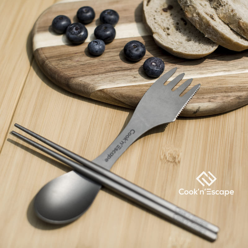 ギャラリービューアに画像をロードする, COOK&#39;N&#39;ESCAPE キャンプ用食器箸チタン製カトラリーセットアウトドア収納袋付
