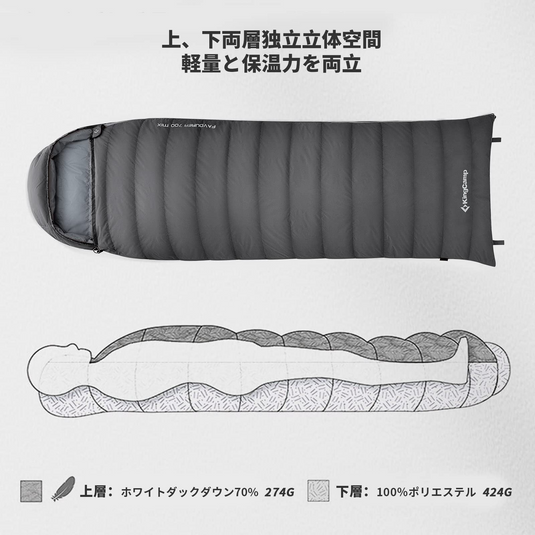 KingCamp 羽毛 寝袋 封筒型