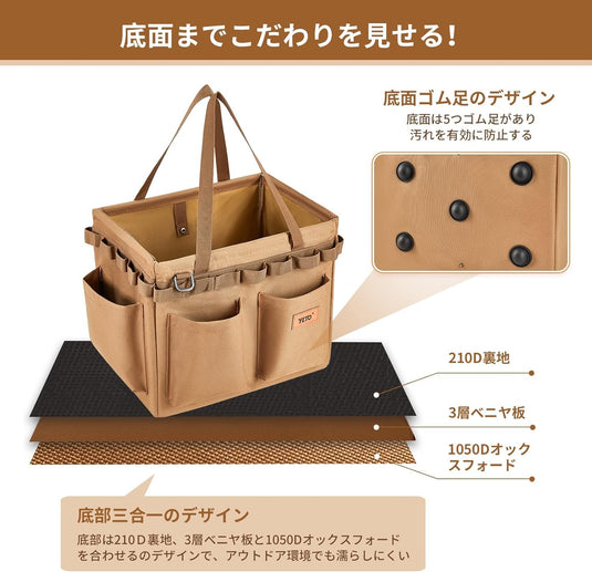 yETO 薪バッグ ソフトコンテナ キャンプ ツールバッグ 大容量 折りたたみキャンプ用品