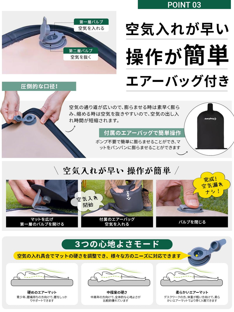 ギャラリービューアに画像をロードする, KingCamp エアーマット キャンプ インフレーターマット 110cmの幅
