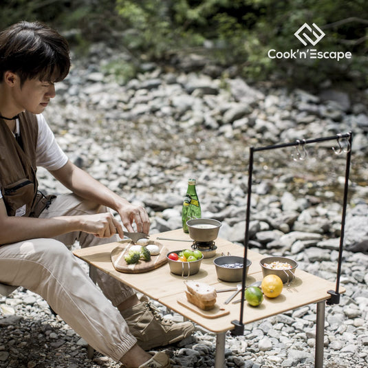COOK'N'ESCAPE キャンプ用食器箸チタン製カトラリーセットアウトドア収納袋付