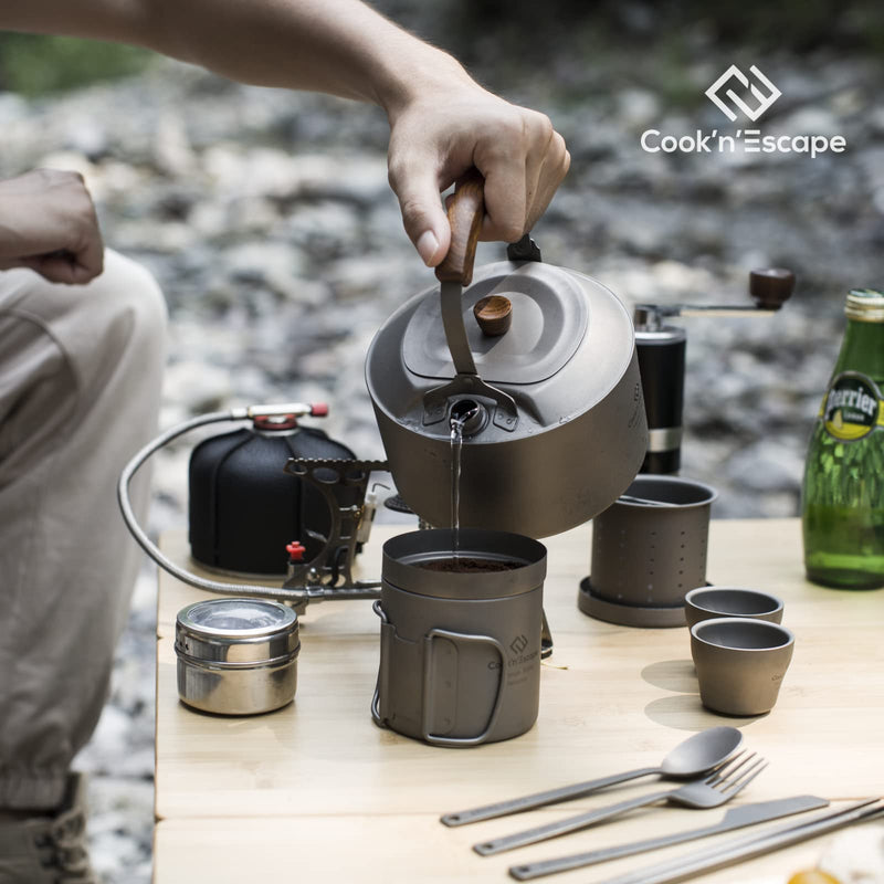 ギャラリービューアに画像をロードする, COOK&#39;N&#39;ESCAPE キャンプ用チタン製ケトル8点セット軽量
