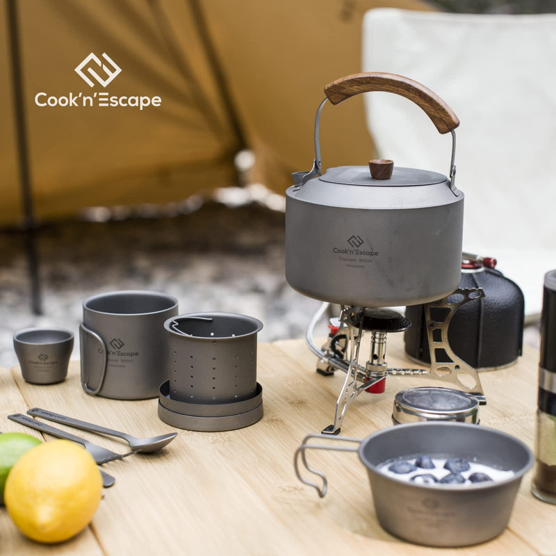 ギャラリービューアに画像をロードする, COOK&#39;N&#39;ESCAPE キャンプ用チタン製ケトル8点セット軽量
