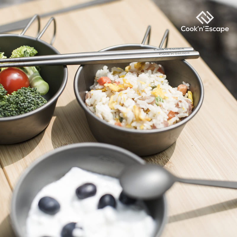 ギャラリービューアに画像をロードする, COOK&#39;N&#39;ESCAPE キャンプ用食器箸チタン製カトラリーセットアウトドア収納袋付
