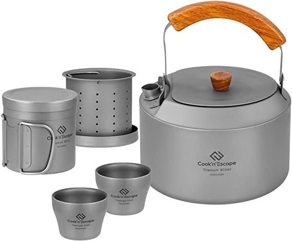 ギャラリービューアに画像をロードする, COOK&#39;N&#39;ESCAPE キャンプ用チタン製ケトル8点セット軽量
