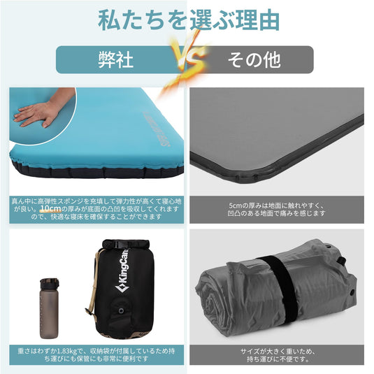 【期間限定！特別割引40%OFFクーポンコード：KC40】KingCamp超軽量快適シングルクッションメモリーフォーム寝床マット
